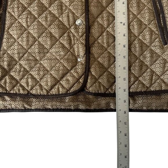 Coach Vintage Quilted Jacket Brown Monogram Logo Print Snap Front XS Womens - Picture 8 of 12